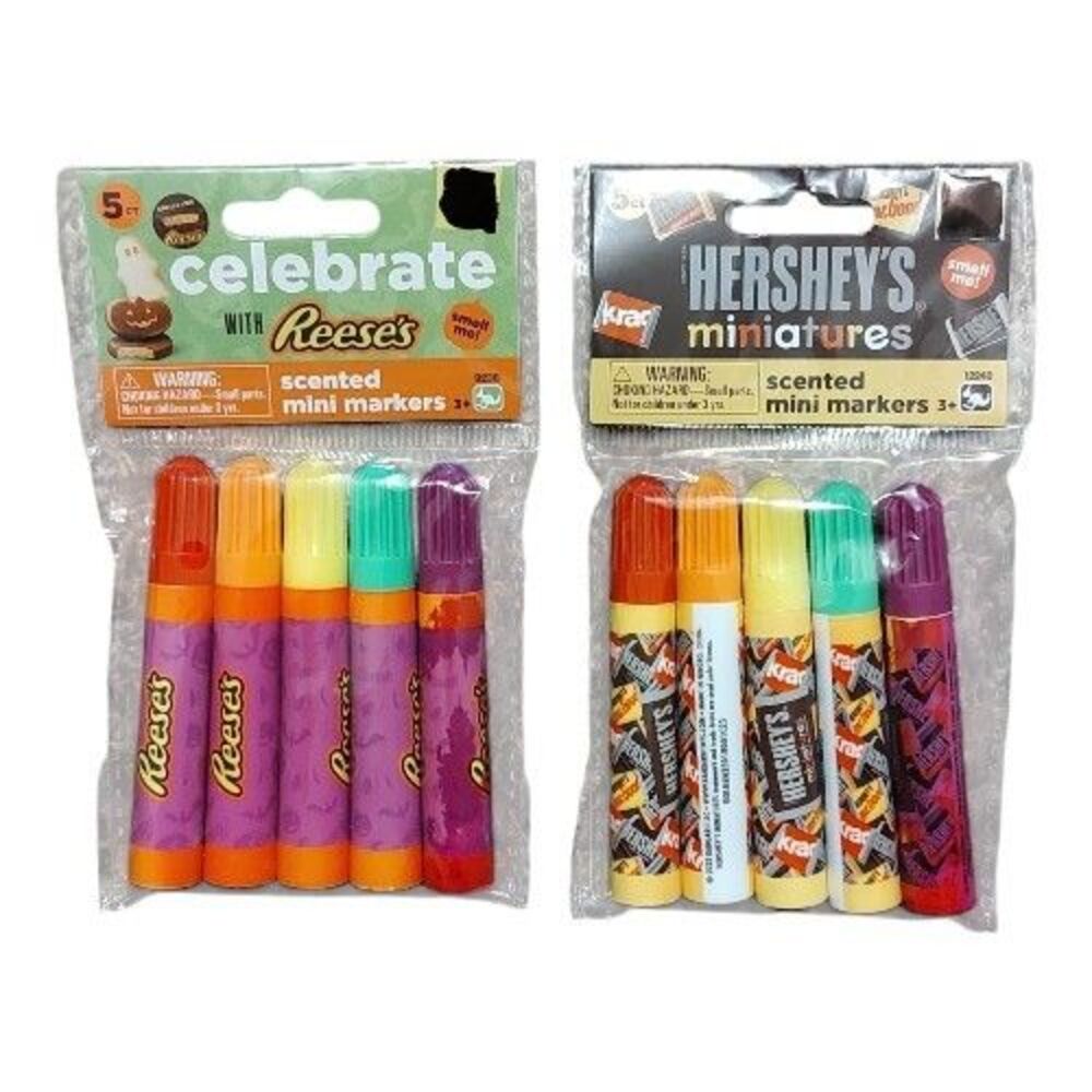 Scented Mini Marker 5 Pack Reese's or Hershey's Candy Theme Arts & Crafts Age 3+